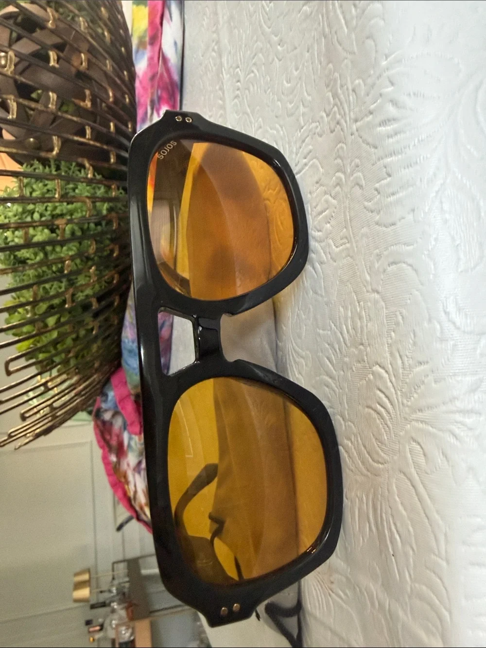 SOJOS Men's Black Frame Sunglasses with Amber Lenses